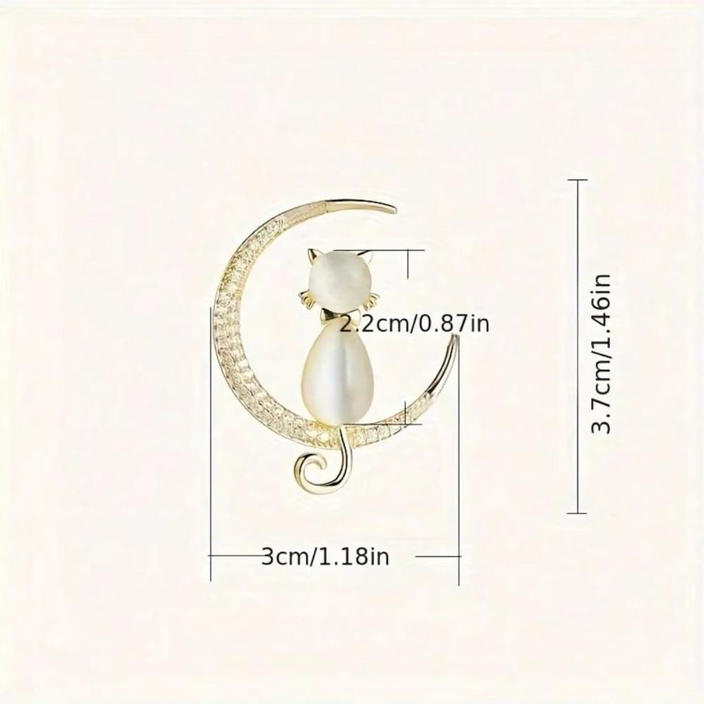 Cat Shaped Brooch with Zircon and Opal Stone Elegant Design Fashion Lapel Pin for Clothing Accessories Suit Decoration