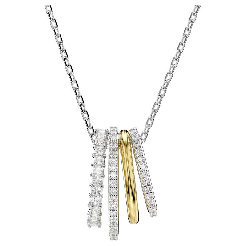 Swarovski Hyperbola Four Mini Large Circle Decorative Pendant Synthetic Cubic Zirconia Necklace Women s Silver 5696626