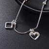 Tancise Trendy  Silver Bracelet Anklet with Heart-shaped Square AAA Zircon Jewelry for Women Wedding Party Gift