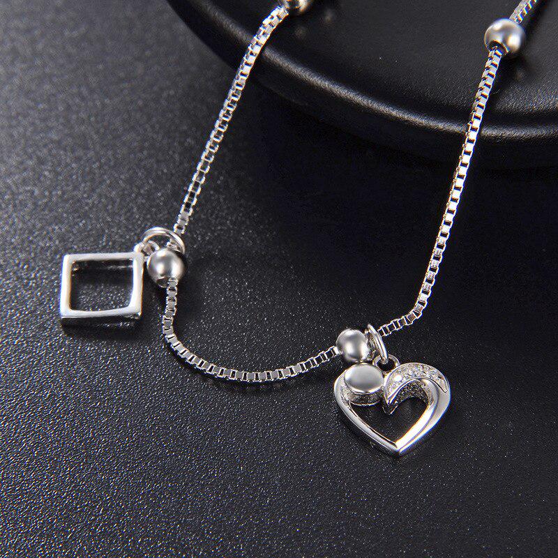 Tancise Trendy  Silver Bracelet Anklet with Heart-shaped Square AAA Zircon Jewelry for Women Wedding Party Gift