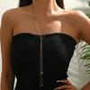 Luxury Metal Double-Layer Chain Beads Pendant Necklace for Women Simple Y-Shaped Stretchable Long Necklace Banquet Jewelry Gifts