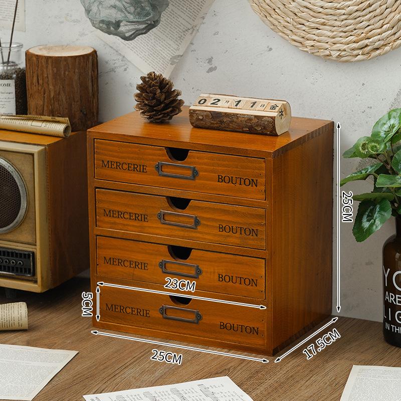 Wooden computer heightening rack office desktop storage organizing cabinet wooden box drawer cosmetic storage box wooden box