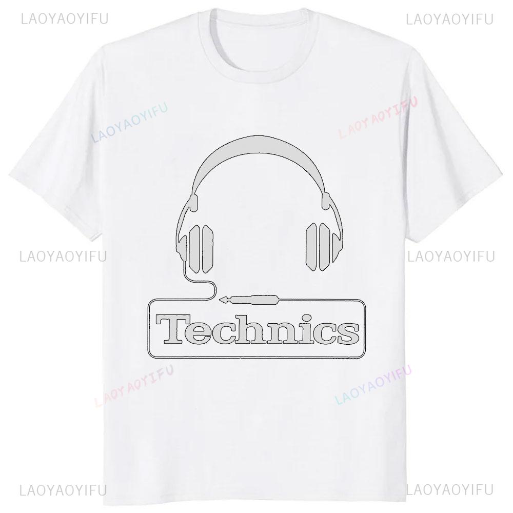 New Arrival Technics Dj Turntable Music House Printed T-shirt Techno Electronic Hip Hop Graphic T Shirts Streetwear Summer Tees