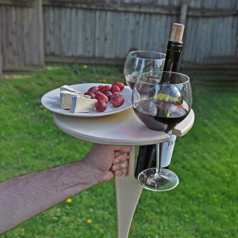 facile da trasportare giardino formaggi Tavolo da vino portatile a doppio strato spiaggia mini rastrelliera in legno rotondo da tavolo per vino pieghevole per campeggio picnic viaggi cibo facile da trasportare giardino formaggi Tavolo da vino portatile a doppio strato spiaggia mini rastrelliera in legno rotondo da tavolo per vino pieghevole per campeggio picnic viaggi cibo