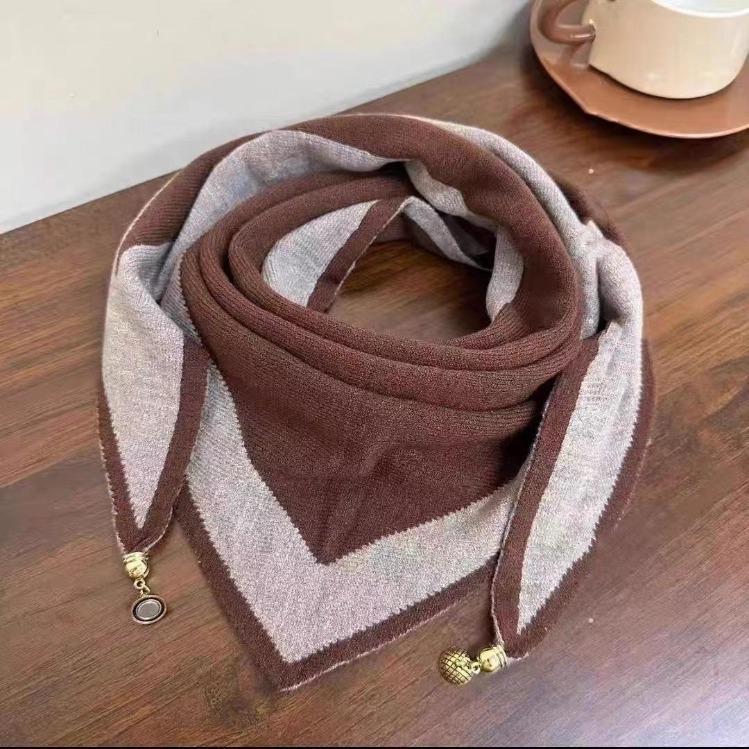 

Новые осенние и зимние теплые квадратные шарфы с магнитной застежкой, треугольные шарфы и хлопковые шарфы, стильные женские ожерелья 35*25CM