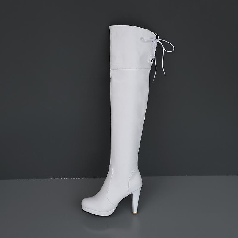 Women's high-heeled boots, sexy European and American style autumn and winter new waterproof table, fine-heeled large-size knee boots
