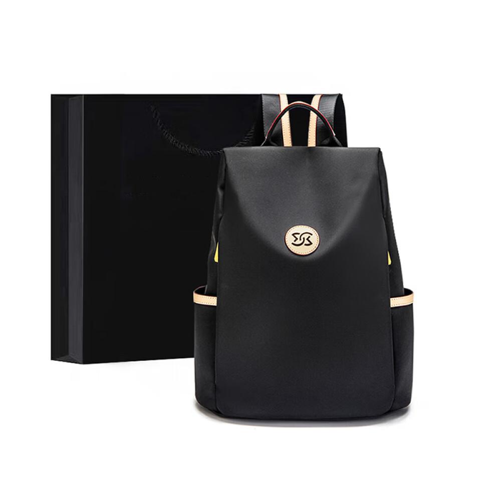 

Рюкзак, модный корейский рюкзак из ткани Оксфорд, большой вместительности, легкий водонепроницаемый холст, длина 30 см, ширина 16 см, высота 36 см чёрный