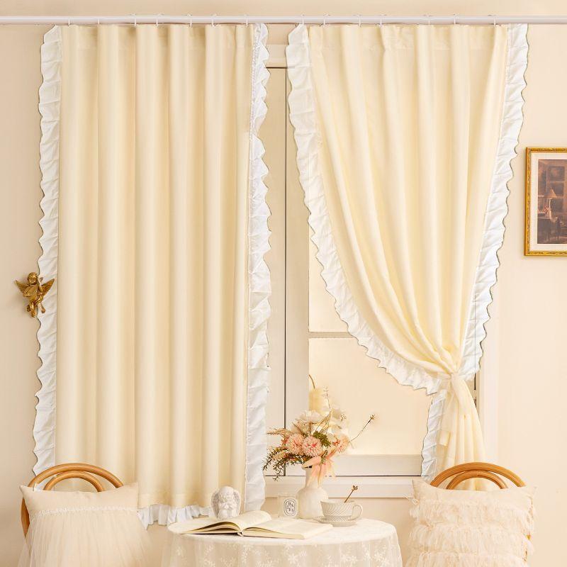 100% Blackout Curtain Vintage Lace Window Curtains Bedroom French Window Shades Blinds Living Room Privacy Shading Cloth