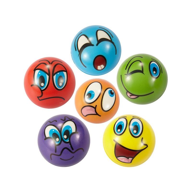 12Pcs Anti Stress Pu Ball Toy Relief Grimace Smiley Laugh Face Pinch Foam For Kids Soothing Wrist Squeeze Movement Balls Toy