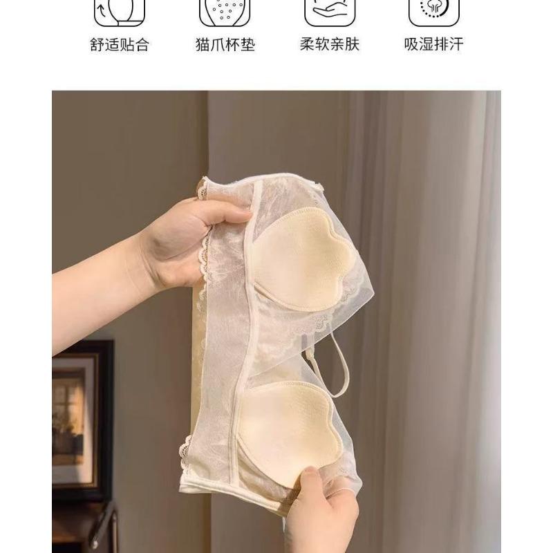 Women French Lace Backless No Underwire Thin Comfortable Summer Bra
