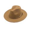 Fashion Wide Brim Jazz Hat with Belt Buckle Adjustable Felt Fedora Hats Comfortable Breathable Cowboy Cap Unisex
