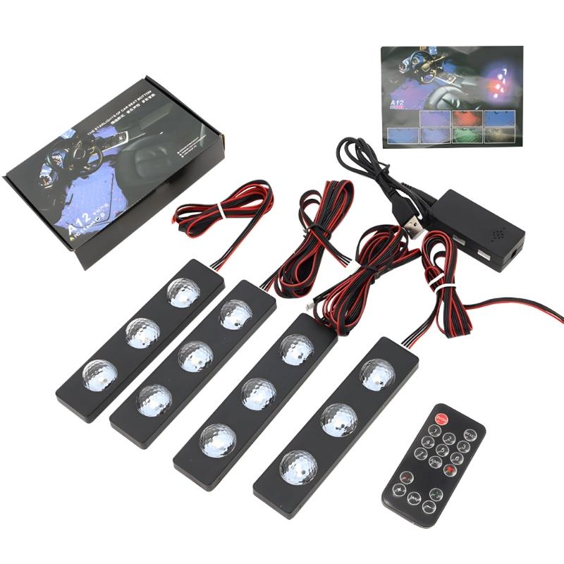 Pack of 4 Sound Activated Color Changing LED Atmosphere Lights for Car Interior Music Rhythm Sync Effects Easy Installation to Enhancing Driving 1