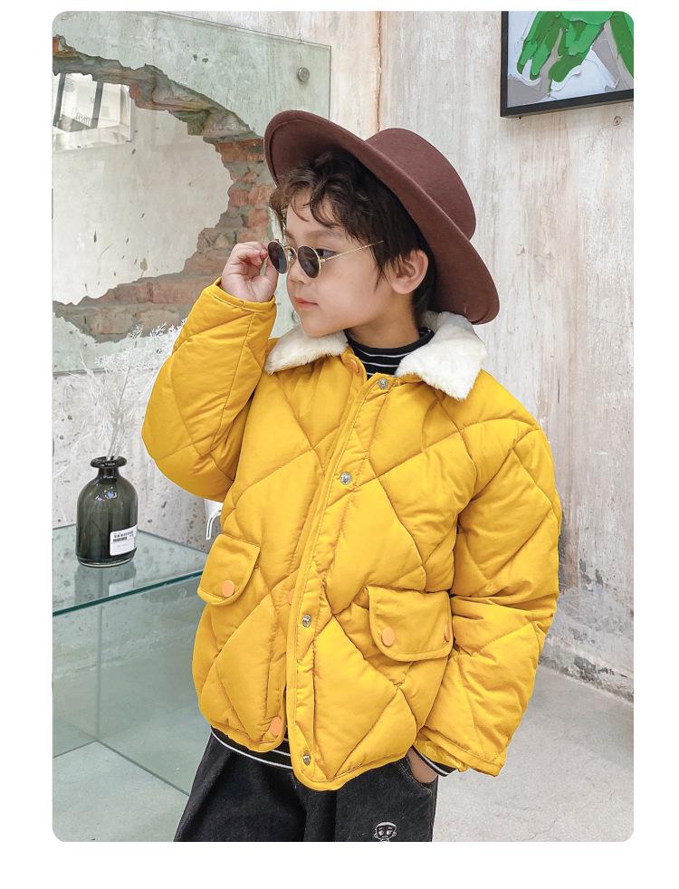 Unisex Kids' Fur Collar Cotton Padded Jacket - Warm Korean Style Outerwear for Toddlers