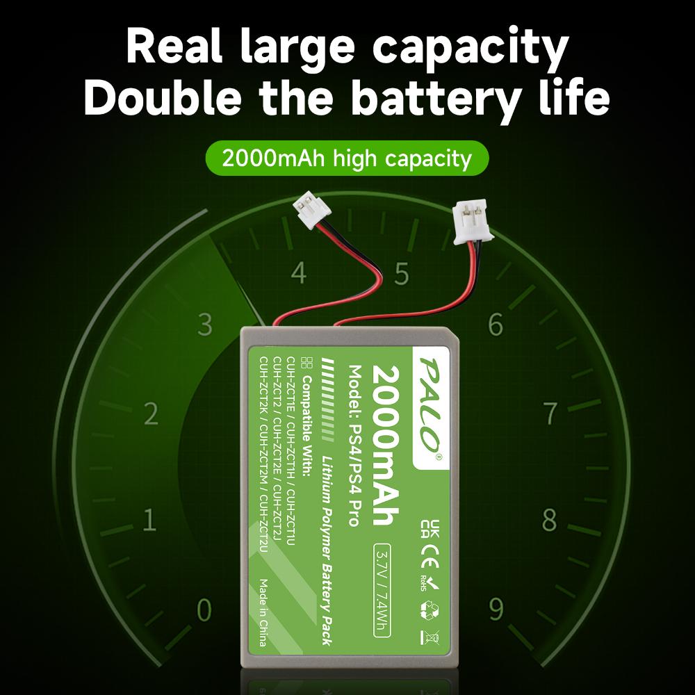 PALO 2000mAh Controller Battery Fit for Sony PS4,PS4 Pro/Slim Gamepad Wireless controller CUH-ZCT1E CUH-ZCT1U CUH-ZCT2 or CUH-ZCT2U Replace battery