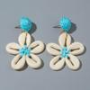 Fashionable and Minimalist Lafite Resin Shell Woven Flower Earrings for Women's Jewelry Suitable for Island Vacations, Beach Parties, Earrings