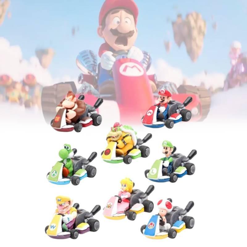Mario Super 8pcs Kart Pull Back Car Princess Luigi Bowser Figure Toys Children