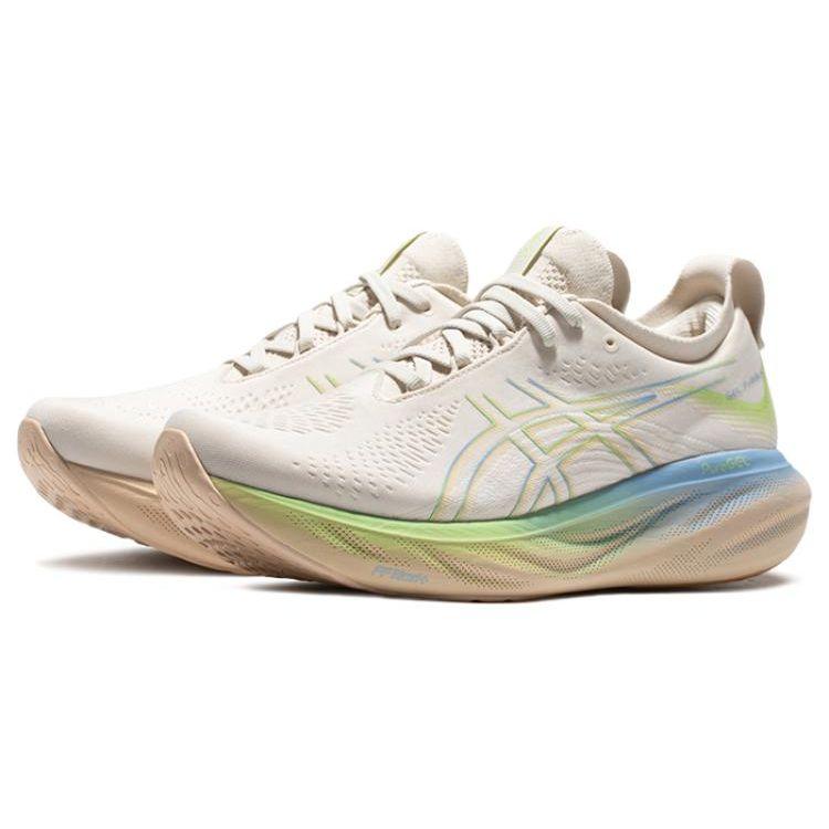 Asics Gel-Nimbus 25 Comfortable Sports Fabric Synthetic Leather Low-Top Marathon Running Shoes Men Sneaker Light-Green Blue 1011B821-200