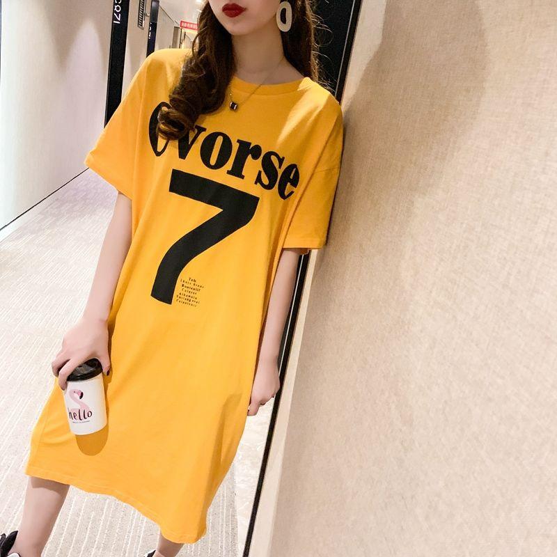 Summer Short-sleeved T-shirt Skirt Backless Sexy Careful Machine Dress Loose Large Size Women's Clothing 100kg Fat Sister Long Dress