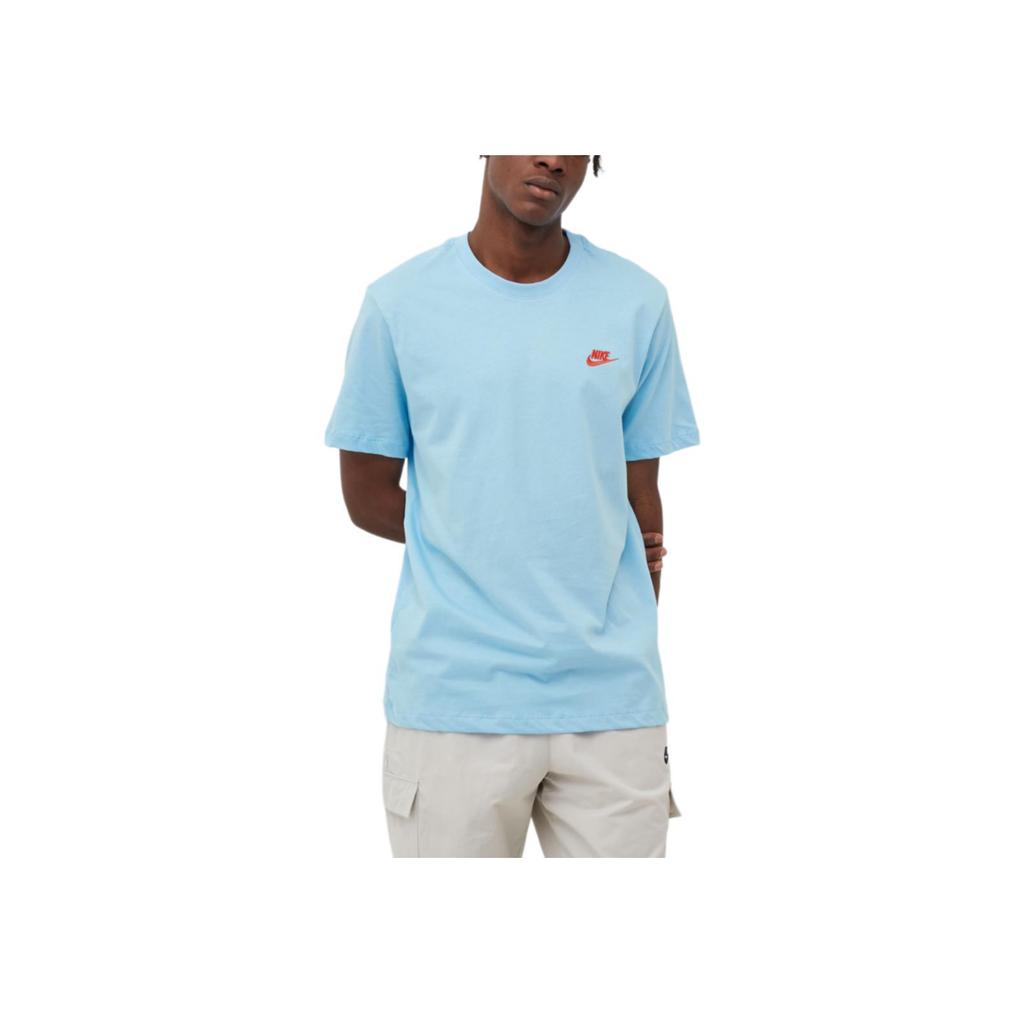 Nike Solid Color Crew Neck Short-Sleeve T-Shirt Unisex Tops Sky-Blue AR4997-499