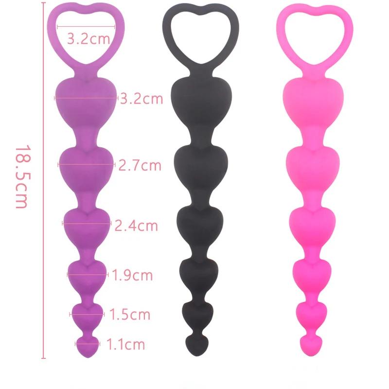 New Heart beads Soft Anal Plug anus Toys Big Balls Silicone G-Spot Stimulating Butt Plugs Adult Sex Couple Sexy