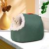 Warm Cat Cave Bed Cozy Pet Calming Nest Plush Hooded Cat Bed Fluffy Winter