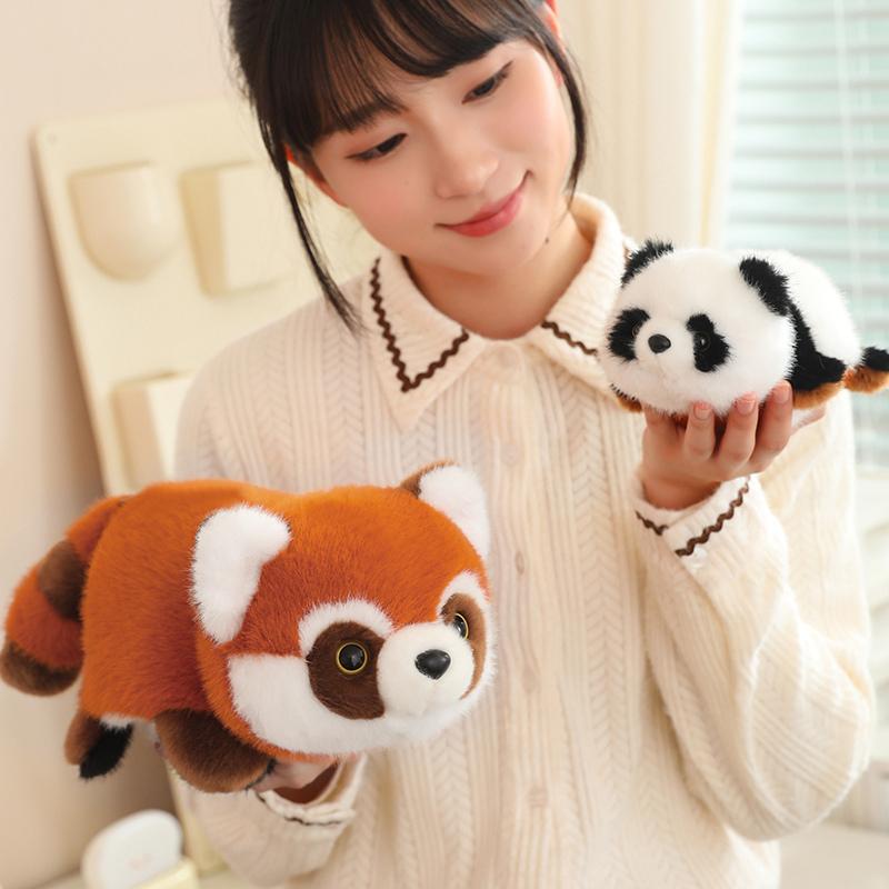 Creative Plush Panda Turn to Red Panda Plush Toys Raccoon Kawaii Flip Animal Pillow Dolls Stuffed Toy Birthday Gift 25/35/45CM