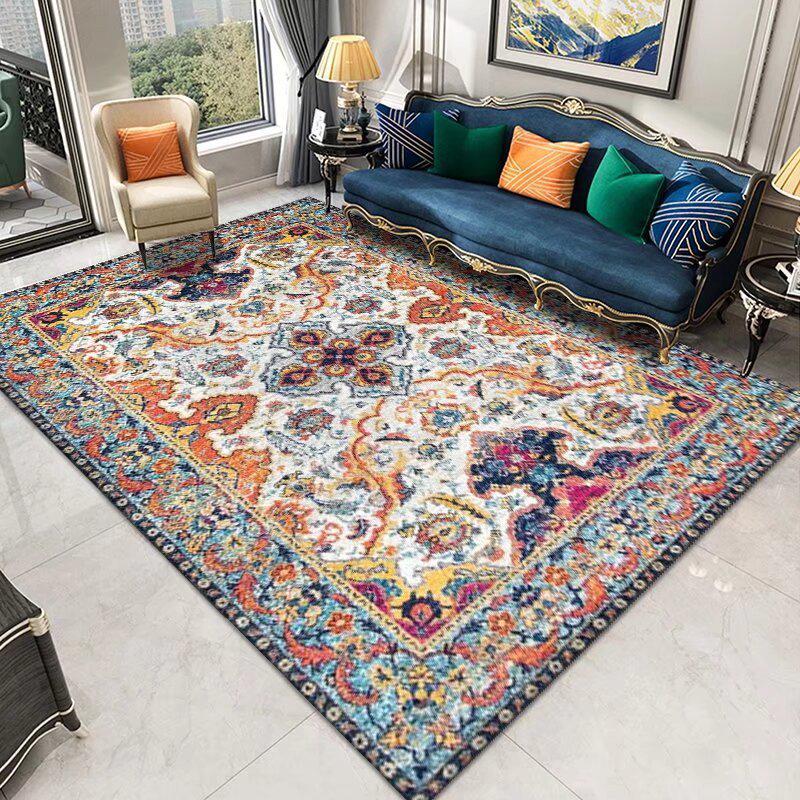 Waterproof TPR Sole Rug: Bohemian Sofa, Coffee Table, Bedside, Living Room Floor Mat - Wipeable, No-Wash Needed