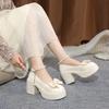 2024 Fashion Shoes for Women One Kick Women's Pumps Autumn Mary Jane Round Toe Bow Tie Solid Platform Chunky Heels Shallow Shoes