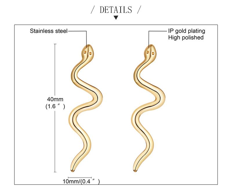 Drop Snake Earrings Stainless Steel Dangle Earrings for Women Girls Bohemian Jewelry