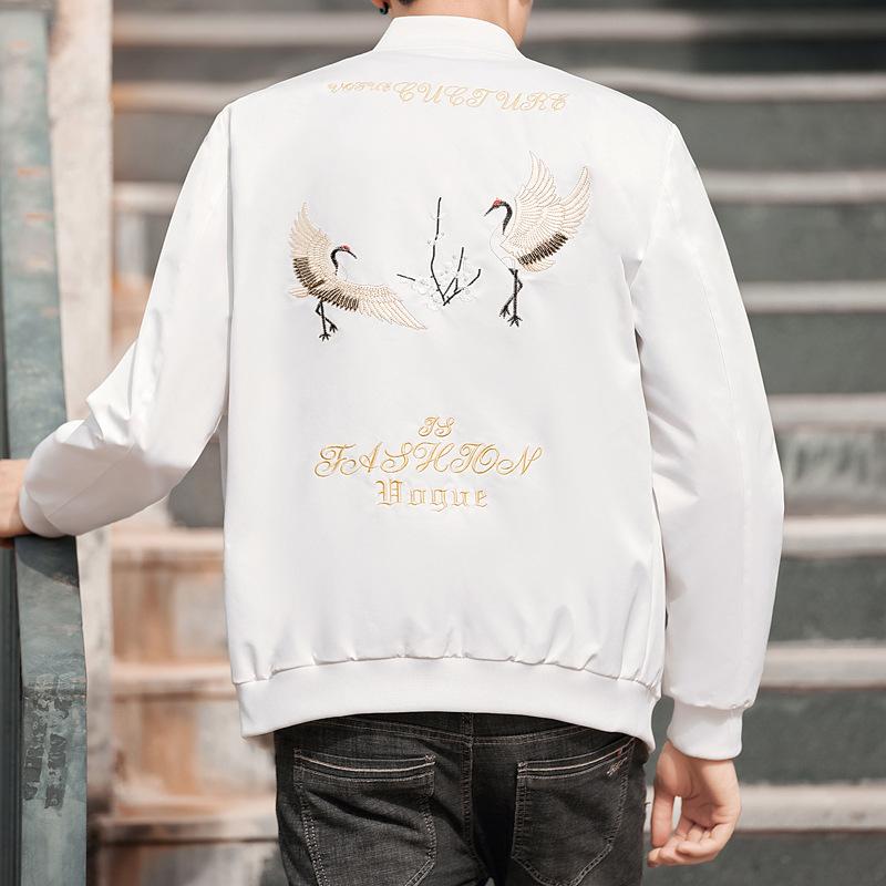 Herrenjacke Leichter Luxus Trendige Marke Bestickte Herrenjacke Herbst Passform Lässig Jugend Einfach Stehkragen Baseball-Trikot