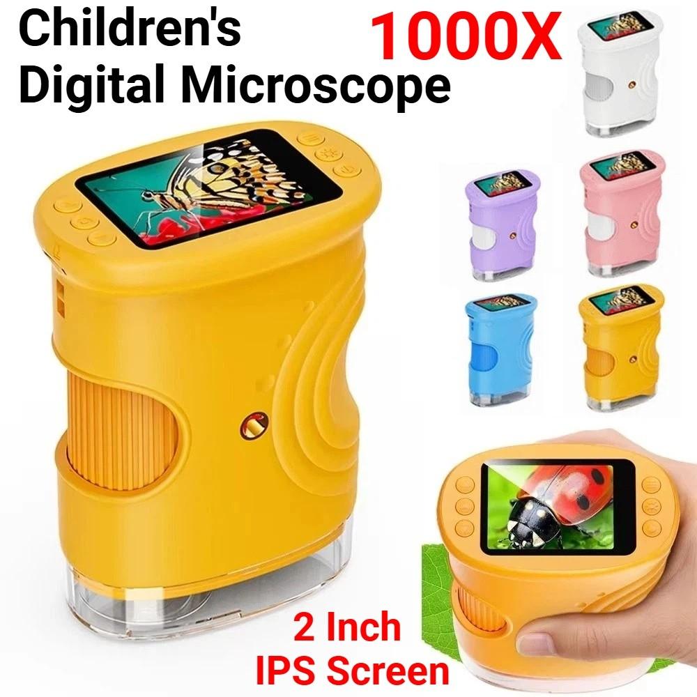 HD Pocket Microscope 2 Inch IPS Screen Mini Microscope Handheld Digital Microscope for Children