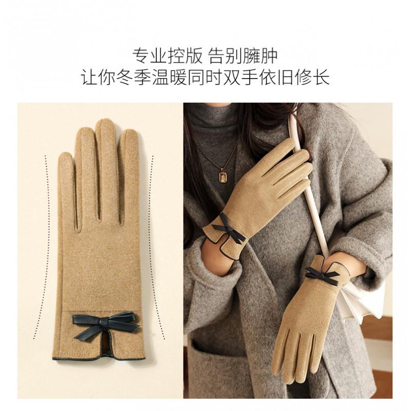 Womens Warm Fleece-Lined Cycling Gloves With Touchscreen Capability Butterfly Knot Design Winter Riding Students