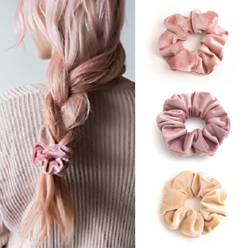 Elegant Velvet Hair Ring Scrunchie Women Girls Elastic Hair Rubber Bands Gum Accessories Tie Hair Rope Ponytail Holder Headdress