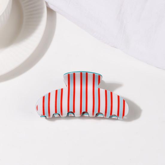 Hair Claw Colorful Striped Design Back Head Hair Clip Anti-slip Teeth Strong Grip Shower Hair Clamp Versatile Use Hair Accessory