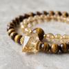Natural Citrine & Tiger's Eye Double Row Bracelet, Boho Chic Healing Crystal Jewelry for Women, Wealth & Courage Success Amulet