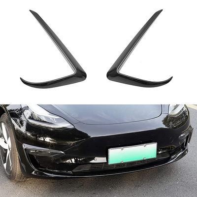 1 Par Bil Framljus Ögonbryn Vindkniv Dimljus Ram Trim ABS Svart Kolfiber för Tesla Model 3 2017 2018 2019 2020