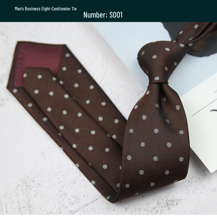 Retro Polka Dot and Stripe Men's Tie - 8cm Business Casual Korean Style Fashion Accessory