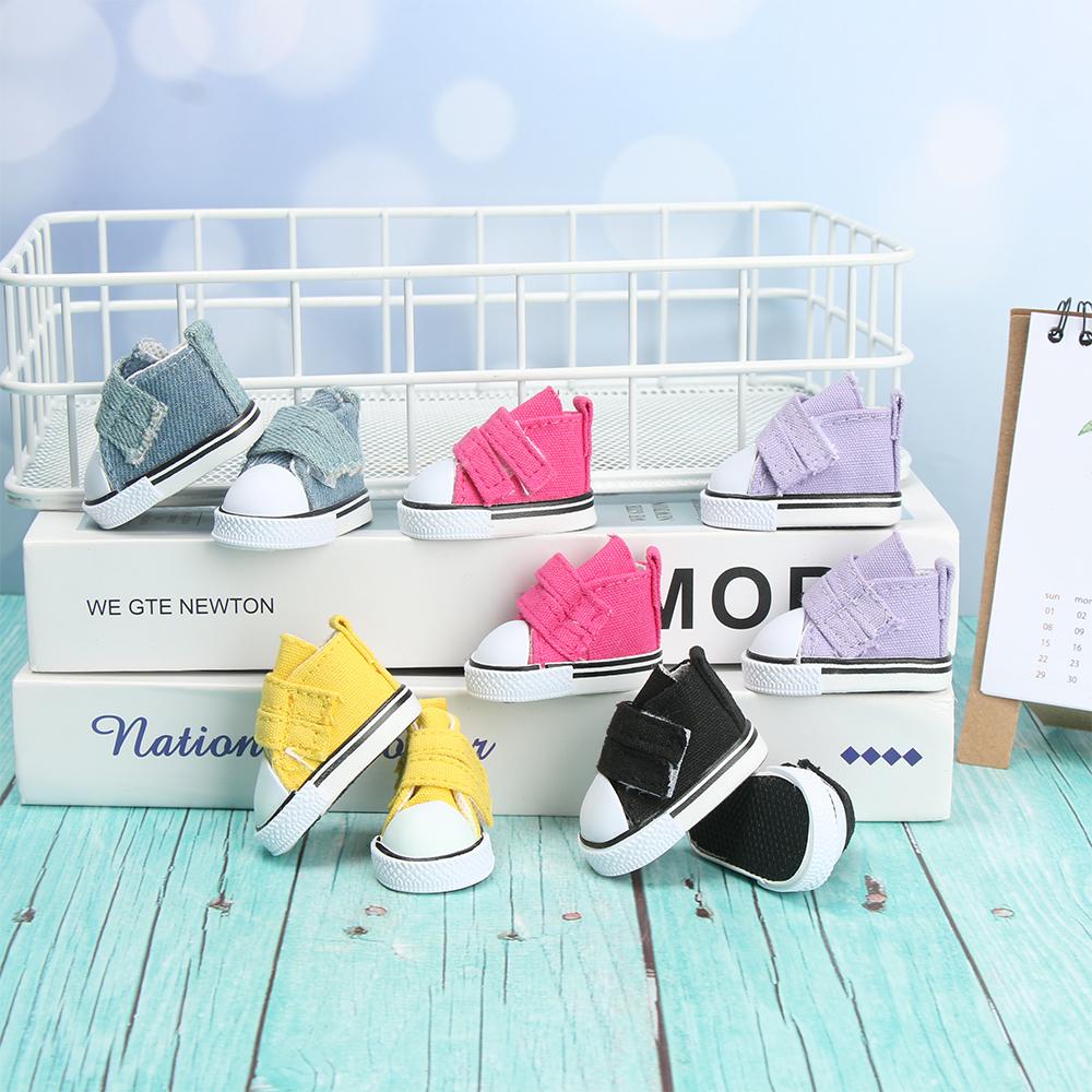 1 Pair 1/6 Scale Handmade Props Playing House Doll Shoes Toys Accessories Mini Sneakers Denim Canvas