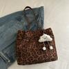 High Value Suede Leopard Print Tote Bag Large Capacity Fashion Commuter Shoulder Messenger Bag
