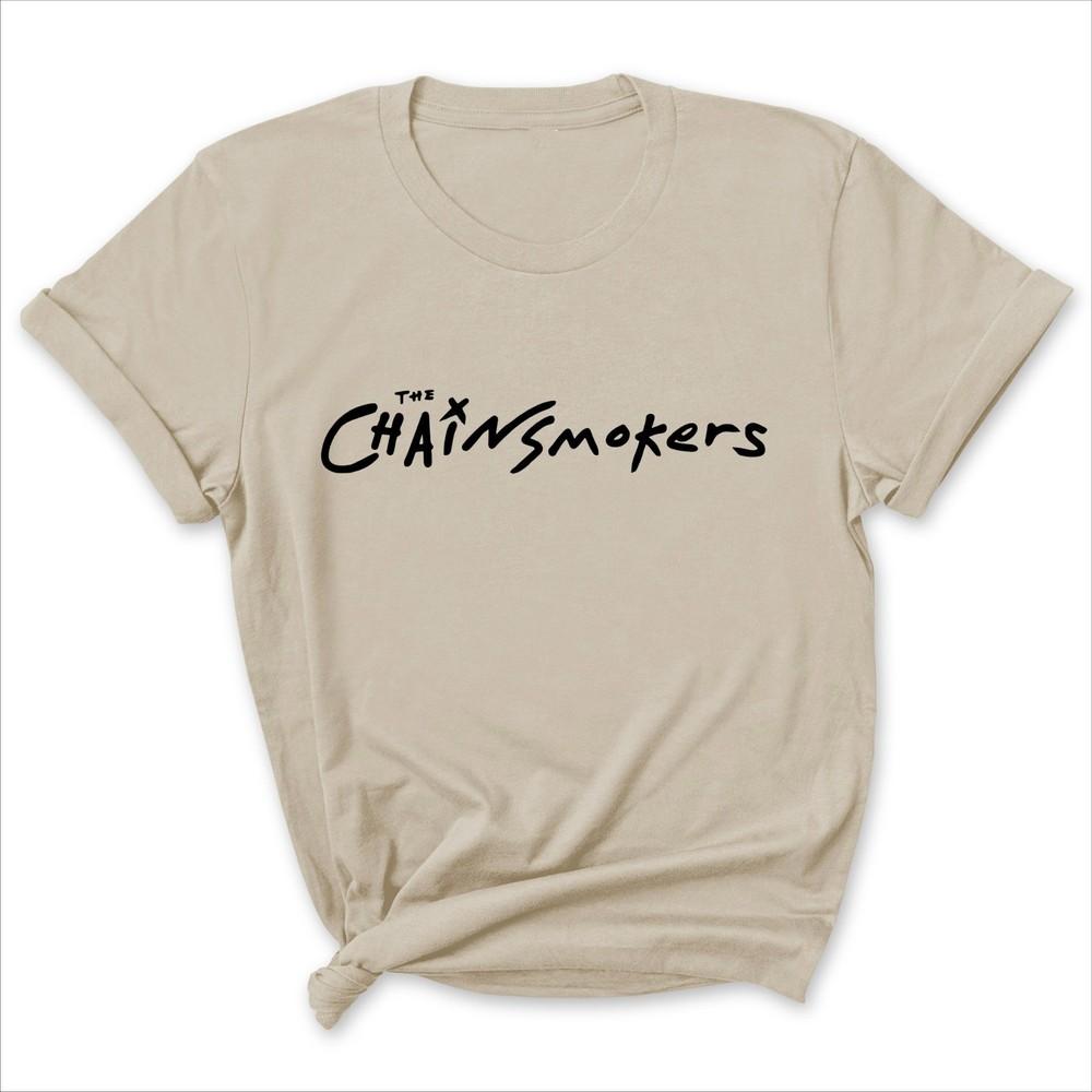 ЛОГОтип Группа The Chainsmokers Бежевый Цвет Футболка Полного Размера Унисекс Футболка XL