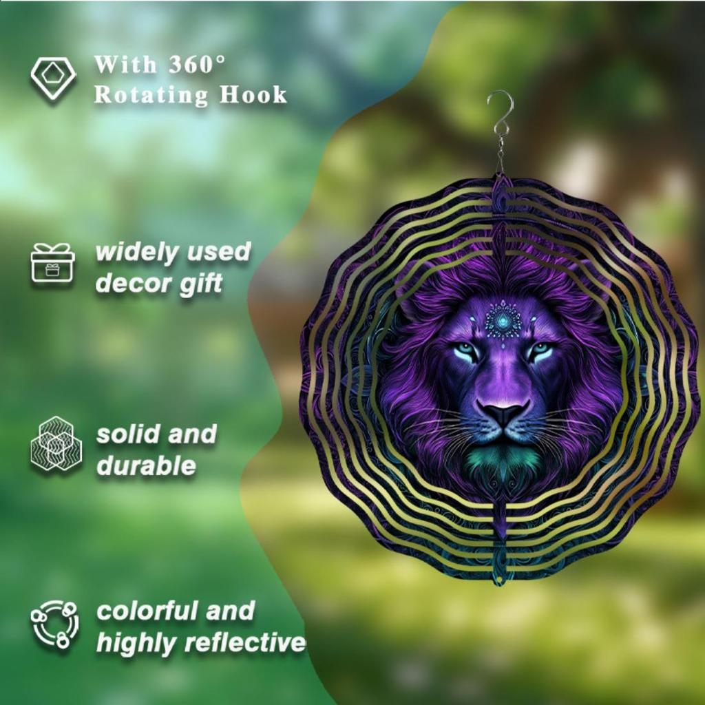 10-Inch Vibrant Animal & 2D Mandala Wind Chimes - Battery-Free, Perfect for Outdoor Decor & Holiday Gifts