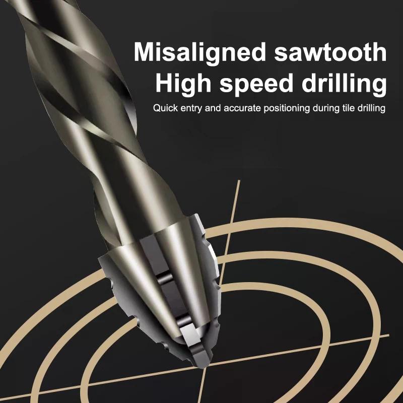 7Pcs/set Tungsten Steel Serrated Drilling Bit Kit For Ceramic Plastic Tile Ceramic Glass Concrete Tool Accessories
