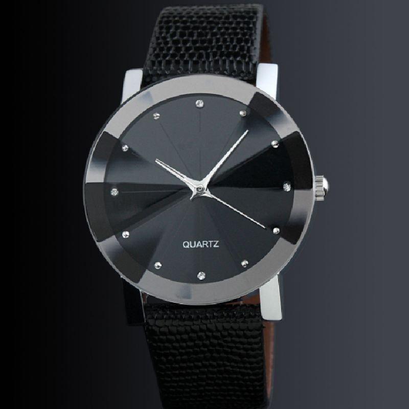 Stylish Pattern Pu Leather Strap Fashion Watch For Couples Men Women Students