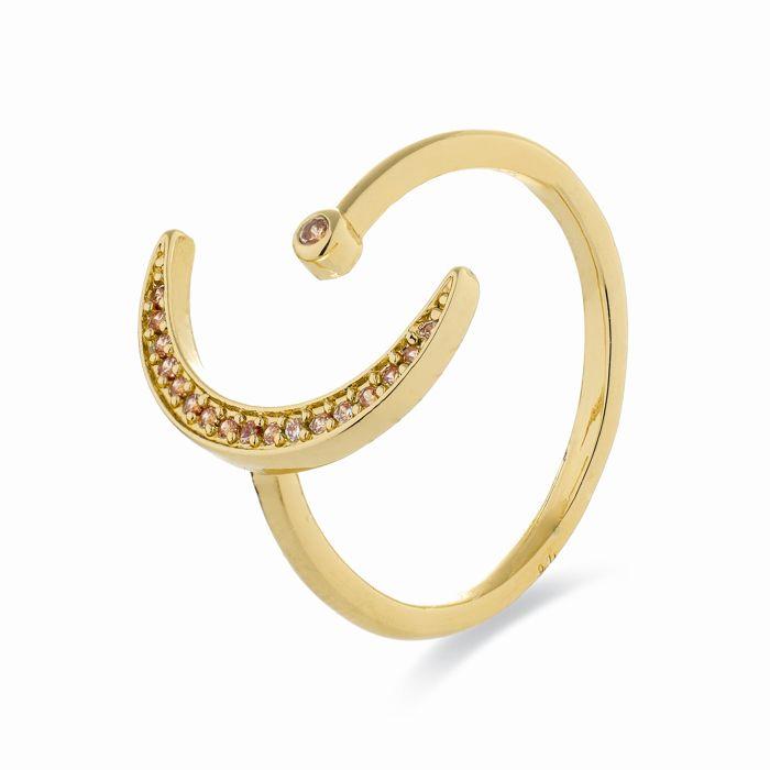 Ring - LUXENTER - Bb - 18 Karat Gelbgold - Kubikzirkonia - Breite 16,5 mm