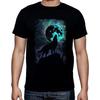 Wolf Howling At The Moon Men's T-Shirt (2XL, Black)