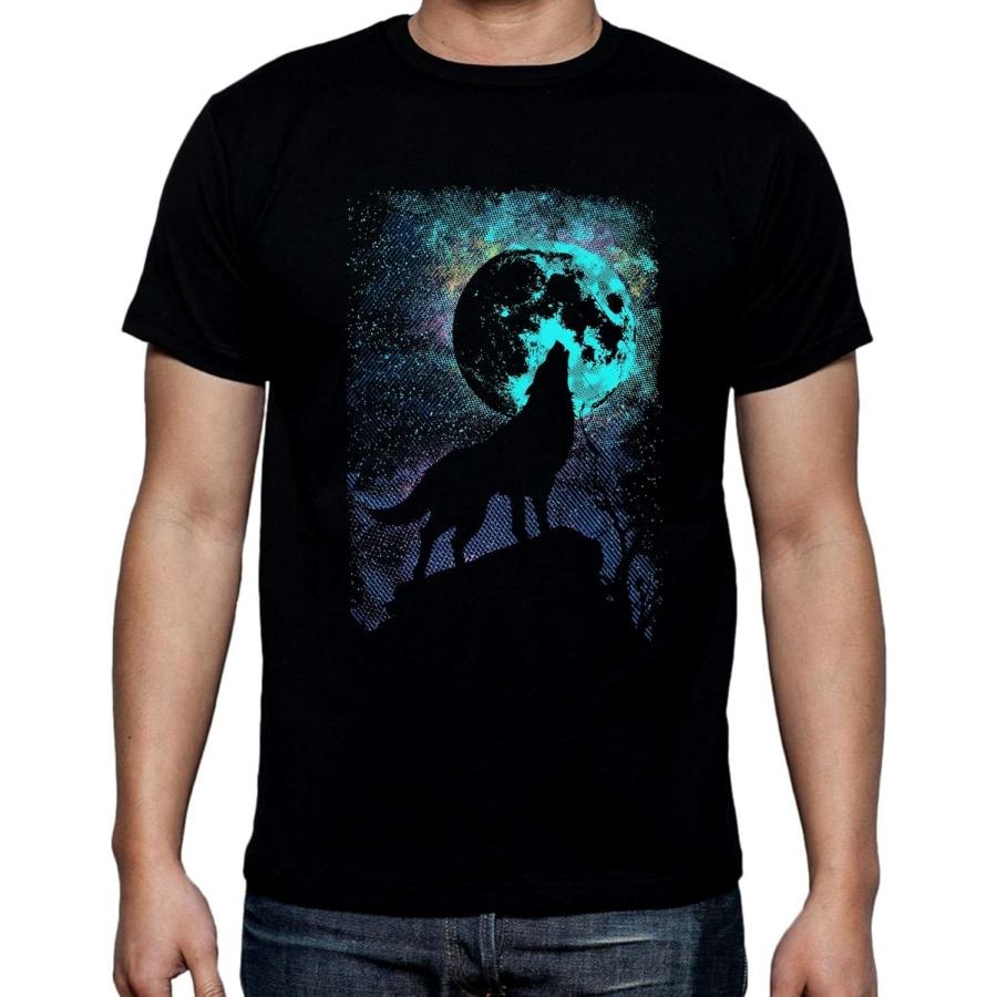 Wolf Howling at The Moon Men s T-Shirt (2XL, Black) XXXXXL разноцветный