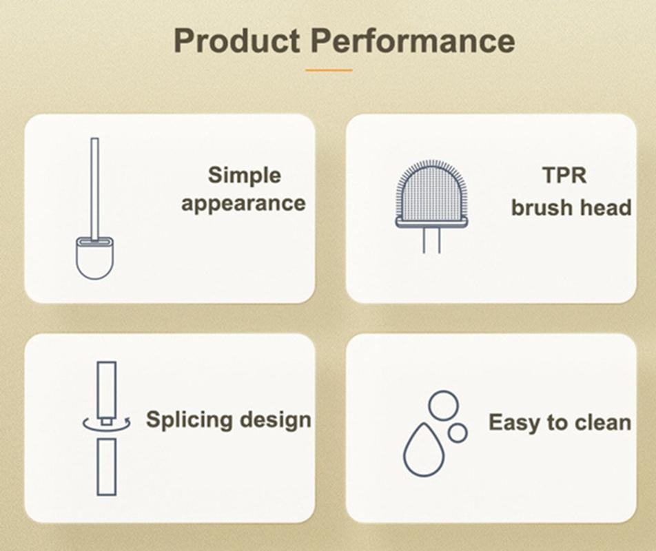 Bathroom Silicone Toilet Brush Holder Ventilation Slot Base Non-slip Plastic Handle Bendable Cleaning Corner Brush