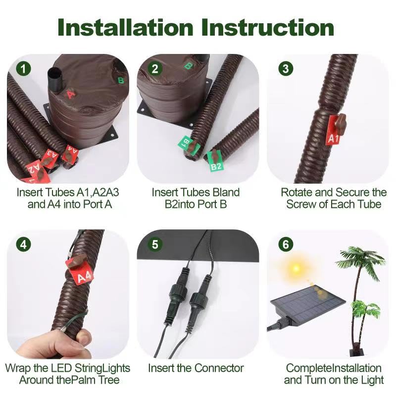 LED palm garden LED Christmas tree solar palm tree outdoor decoration for bar pool garden tropical party Christmas lighting LED artificial tree light