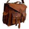 New Men Real Goat Leather Vintage Brown Messenger Shoulder Laptop Bag Briefcase