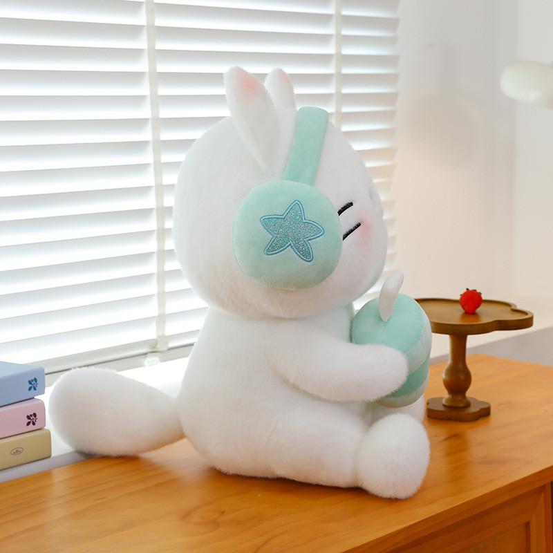 Toys Plush Cat Headset Milky Tea Cartoon Animals Fill Doll Xmas Garnish Gifts